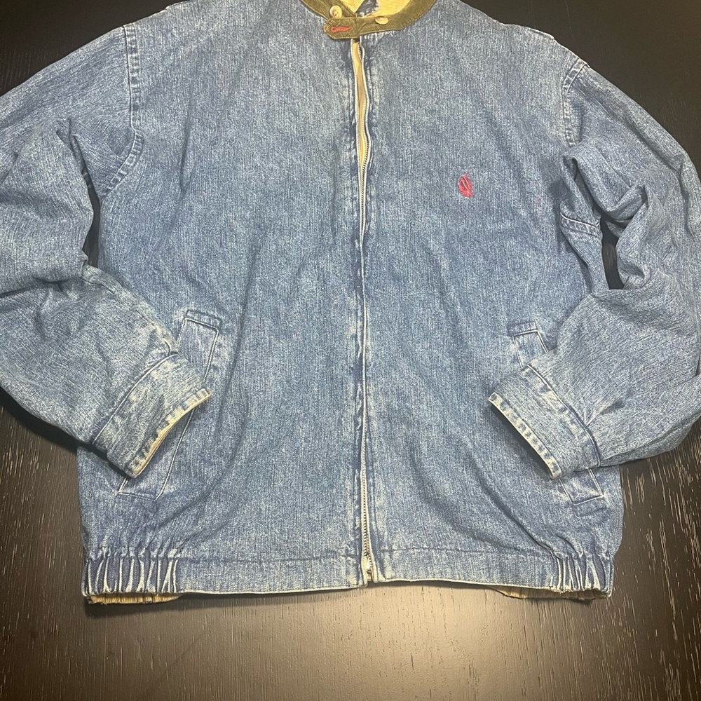 Nautica Men’s Blue Denim Jacket with Yellow Trim
